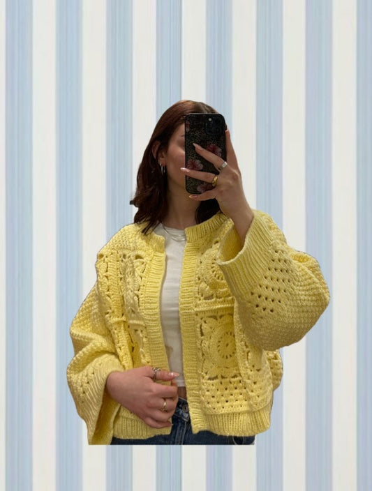 Granny Square Butter Yellow Sweater