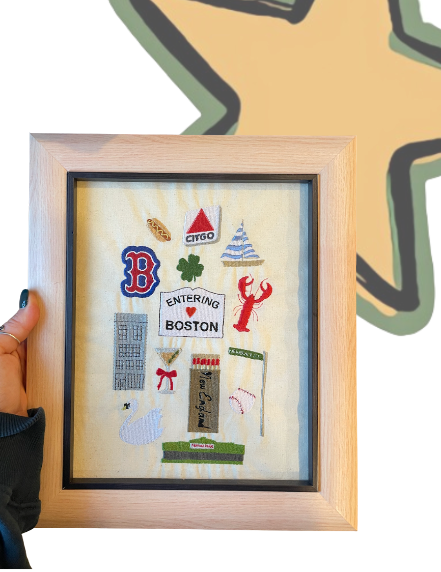 Boston Embroidered Wall Art