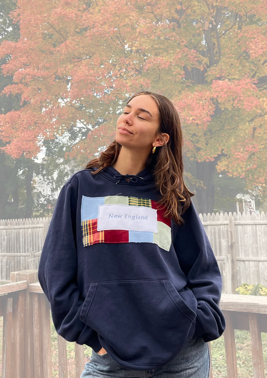 Cozy New England Patchwork Hoodie (L)